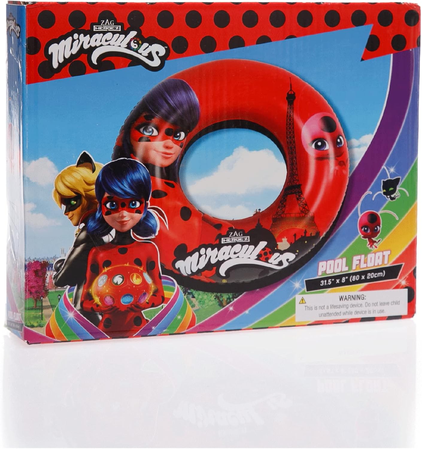Miraculous Ladybug Officially Licensed Pool Float Raft Inflatable Tube – 30 Inches –Ladybug & Tiki – Ring Float – Inner Tube Floatie Perfect for Beach, Pool, Lake – Swimming Ring