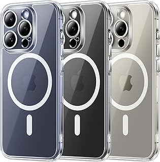 TOCOL 3 in 1 Magnetic for iPhone 15 Pro Max Case Clear,[Non-Yellowing] [Full Camera Protection] with 2 Screen Protectors, Fit for MagSafe [Military Grade Tested] Shockproof Phone Cover 6.7", Clear