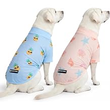 Spark Paws Sunblock Dog T-Shirt, SPF30 Protection, Lightweight Breathable Quick Dry for Dogs with Sensitive Skin - Pineapple & Seashells Set of 2 - Size 3XL