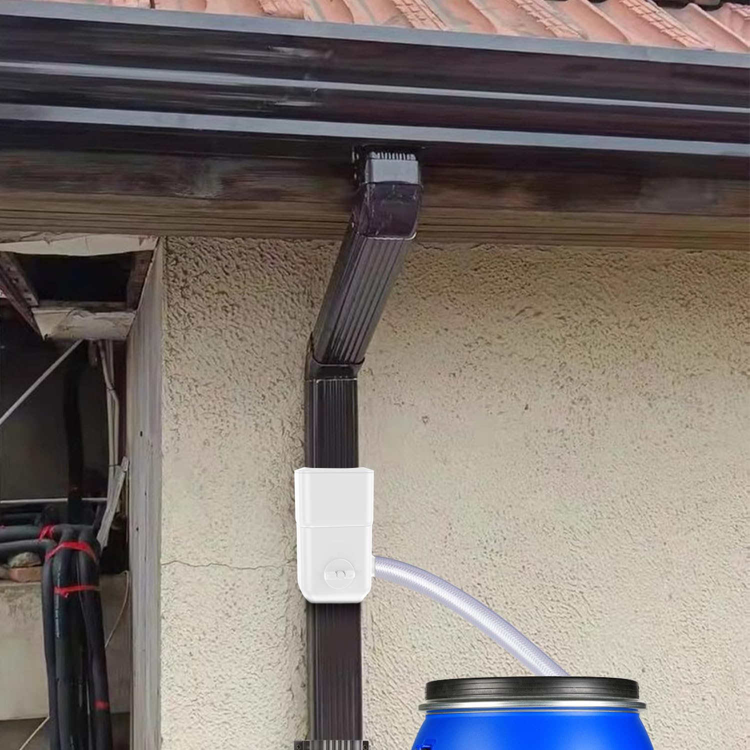 Prestantious Desviador de canalón para bajante de 3 x 4 pulgadas y bajante de 2 x 3 pulgadas, sistema de recogida de agua de lluvia con válvula ajustable para desviar el agua en el barril de lluvia,