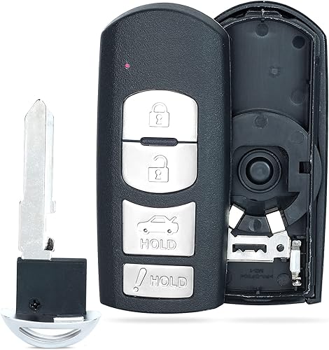Beefunny Funda de llave de repuesto para mando a distancia de coche, 4 botones, para Mazda 3 6 2014-2018 SKE13D-01 (Solo funda de llave)