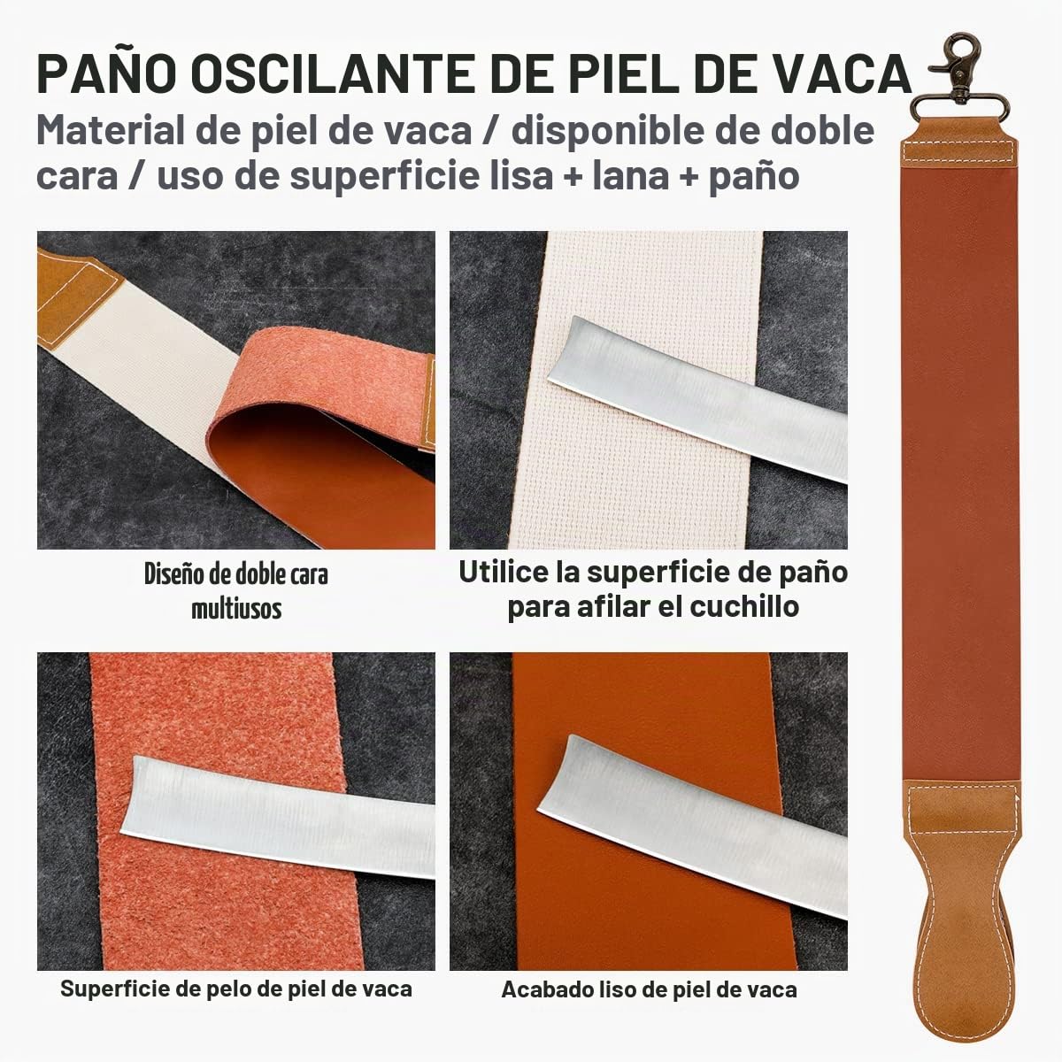 M&LD Afeitadora de afeitar profesional con afilador de piel de vaca - hoja de afeitar de un solo corte - Kit de afeitadora de acero inoxidable para peluqueros profesionales