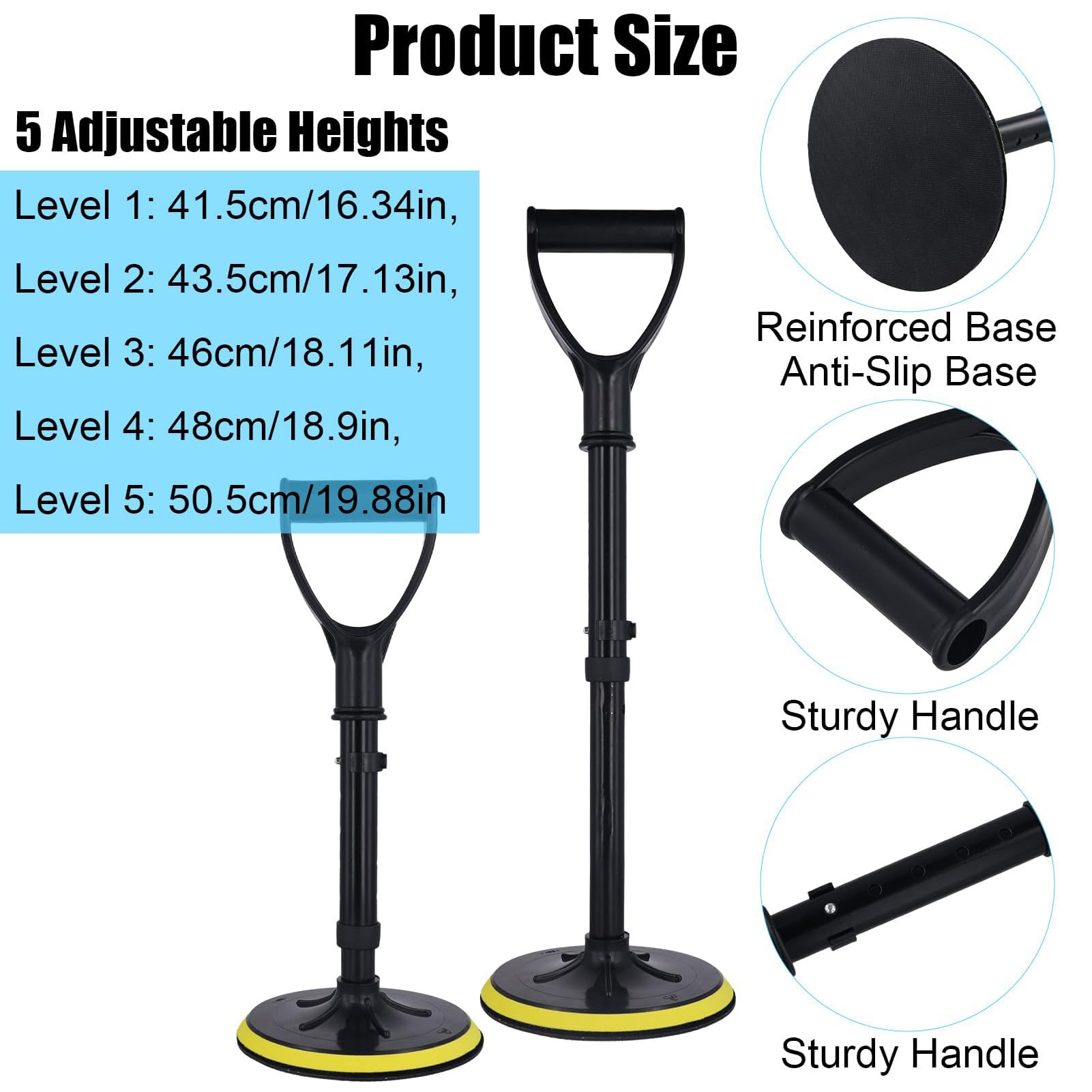 Ausili per la mobilità per anziani, dispositivo di supporto solido in | piedi, attrezzatura di sollevamento stabile per assistenza abitativa, supporto portatile per letto, divano, giardino, bagno o
