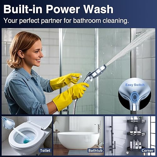 Miniatura 3 de PALAS Cabezal de ducha filtrado con mano, 10 modos de alta presión con filtros, lavado eléctrico incorporado, suaviza el agua dura, elimina el