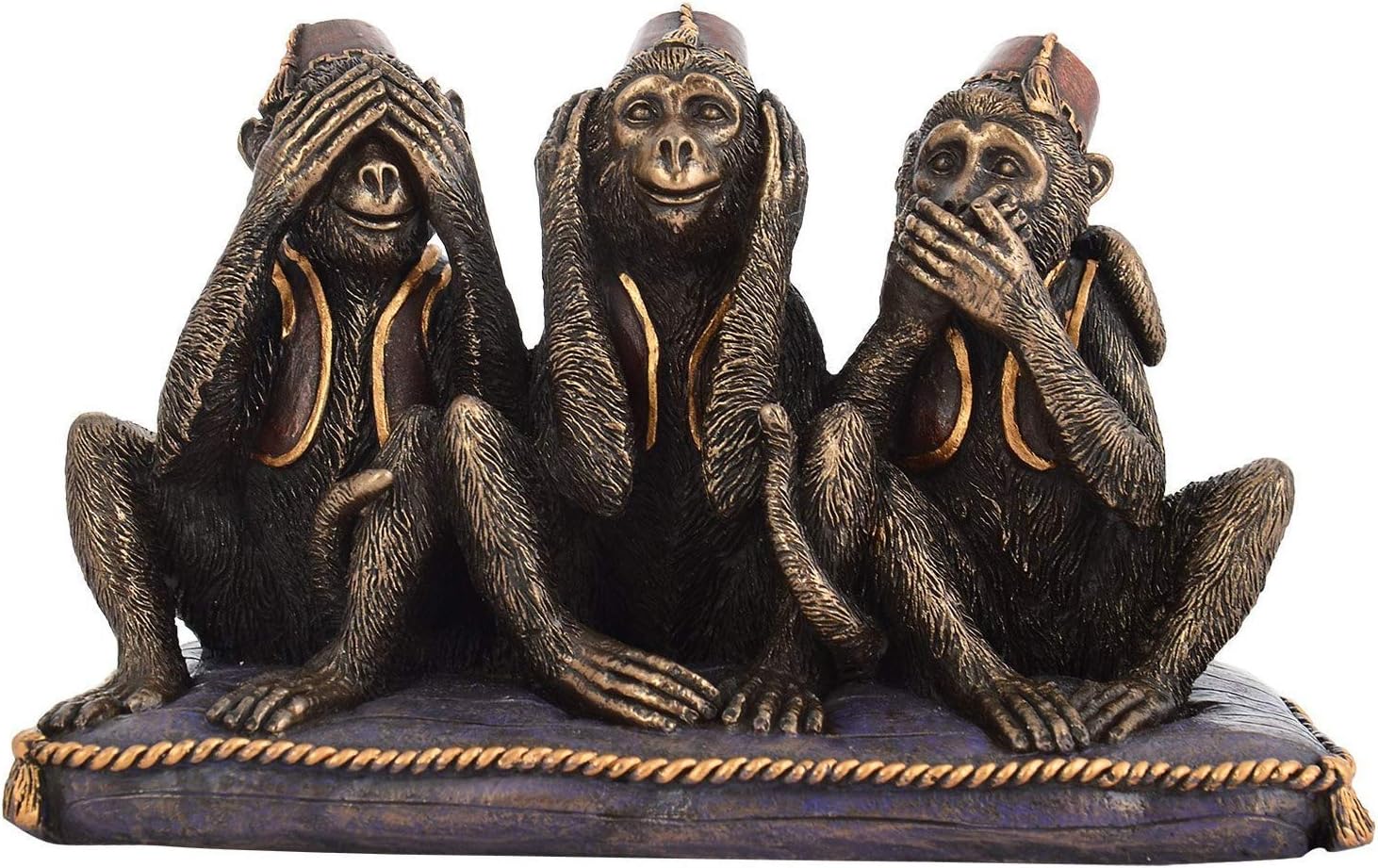 AONA Three Wise Monkeys See Hear Speak No Evil Resin Figurines, Height 3 Inch
