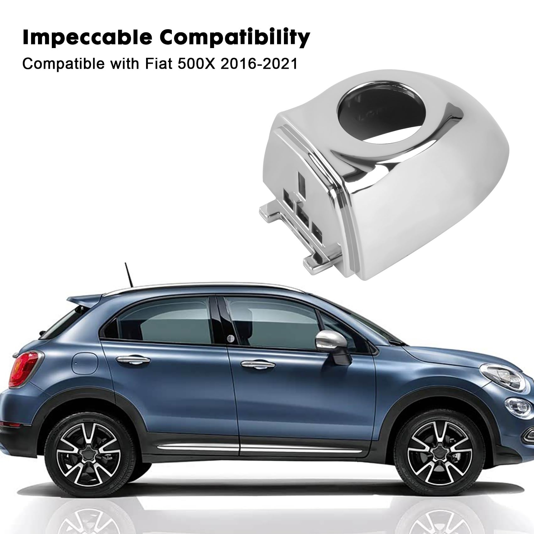 Copertura per maniglia anteriore esterna cromata ABS 735607049 6AQ85SZ0AA compatibile con Fiat 500X 2016-2021