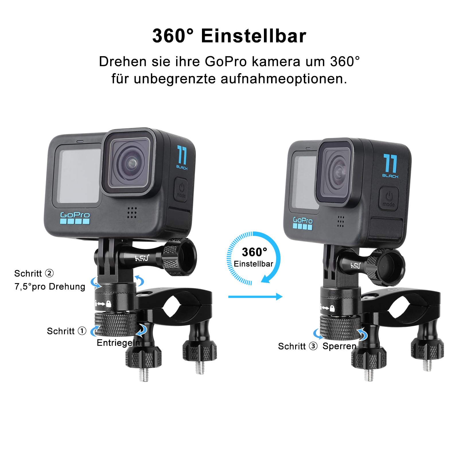 Fahrradhalterung Für GoPro (Hero 1–4) – Universell An Lenker & Rahmen Befestigbar