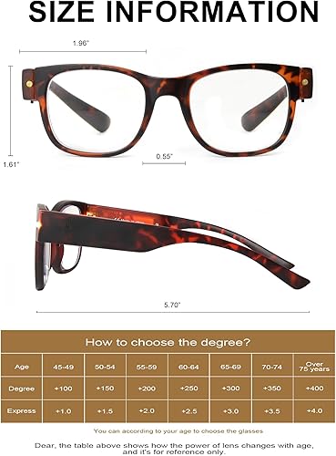 Miniatura 9 de OKH Reading Glasses with Light, Rechargeable LED Lighted Reading Glasses, Anti Blue Light, Bright Clear Vision