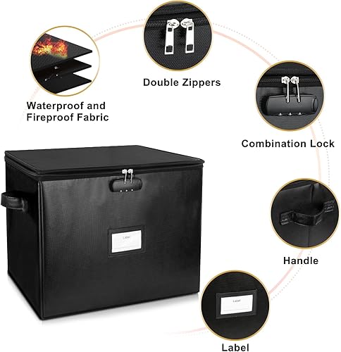 Miniatura 4 de Caja de almacenamiento de discos de vinilo ignífuga con cerradura, almacenamiento de álbum de vinilo con capacidad para más de 100 discos únicos,