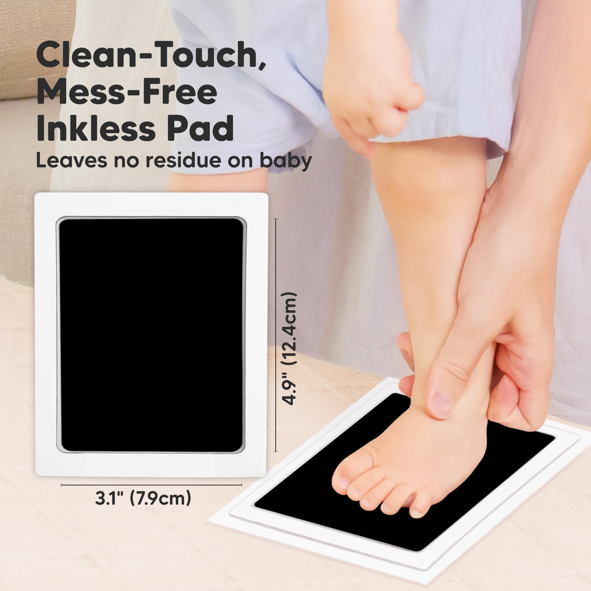 4-Pack Inkless Baby Hand and Footprint Kit - Mess Free Ink Pad for Newborn Keepsake, Dog Nose & Paw Print Kit, Clean Touch Ink Pad for Baby Hand & Footprints, Ideal New Mom Gifts (Jet Black, L)