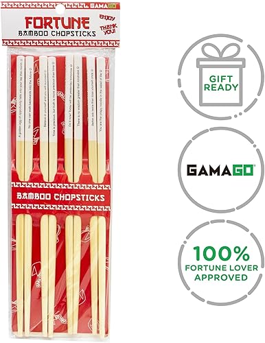 Miniatura 4 de GAMAGO Fortune - Juego de palillos de bambú  4 pares de palillos reutilizables adorablemente lindos, fácil agarre, ligero, duradero, 9.25 pulgadas