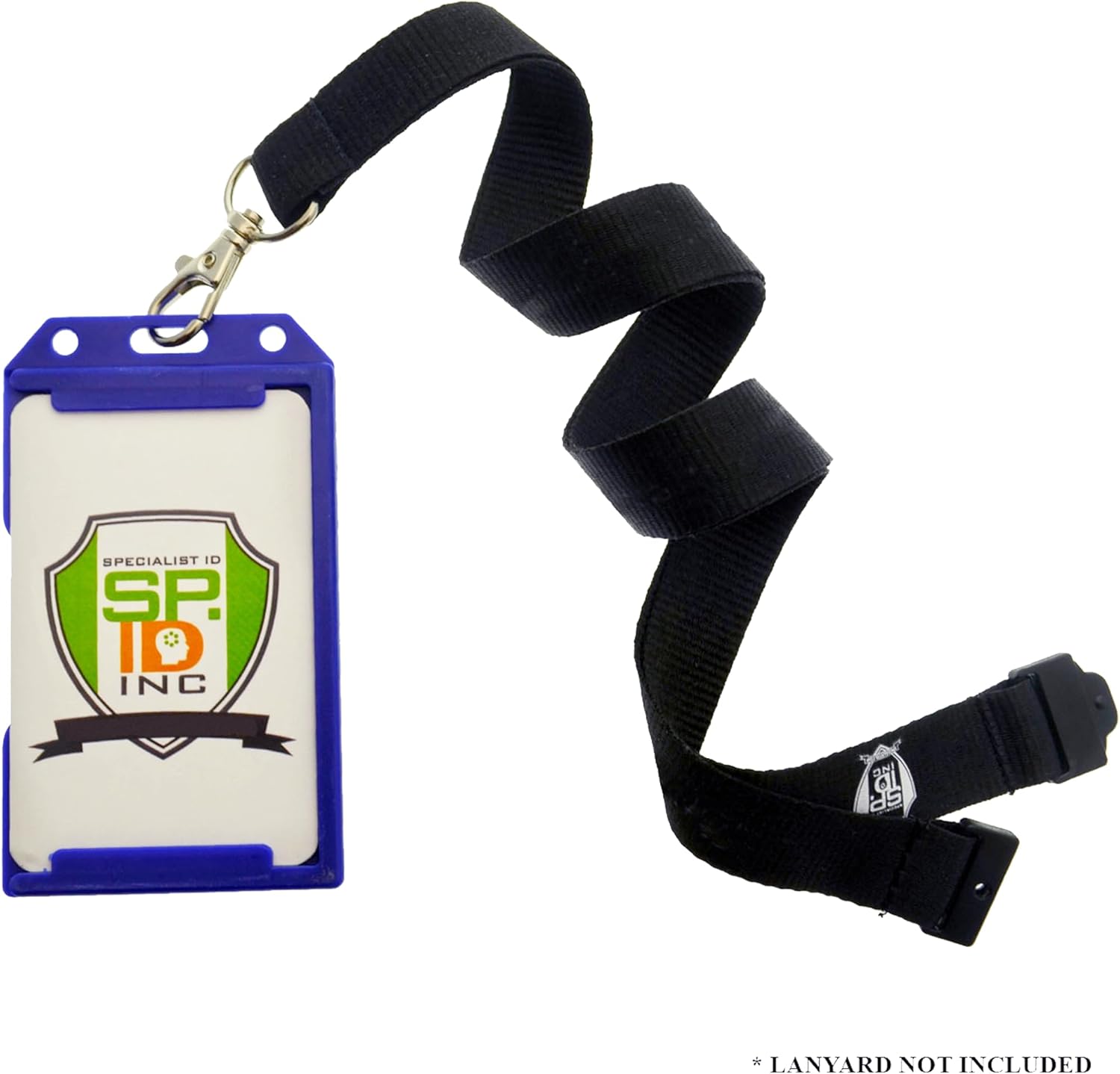 Bulk 50 Pack - Blue Hard Plastic Badge Holder Vertical - Side Load 2 Card Protector - Multiple Card ID Badge Holders - Heavy Duty Rigid/Hard Plastic by Specialist ID (Dark Blue)