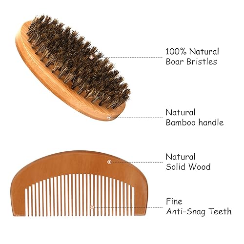 Miniatura 2 de Ceenwes Kit mejorado de aseo para barba: acondicionador, aceite, cepillo, peine, bálsamo, tijeras, bolsa de almacenamiento para recortar barba y