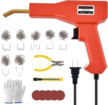 Plastic Welding Machine Kit for Bumper Repair, Staple Welding Machine, with 7 Types 610 Welding Nails, 110V Automatic Bumper Repair Machine, Pliers, Tool Cutter, and Sandpaper Included