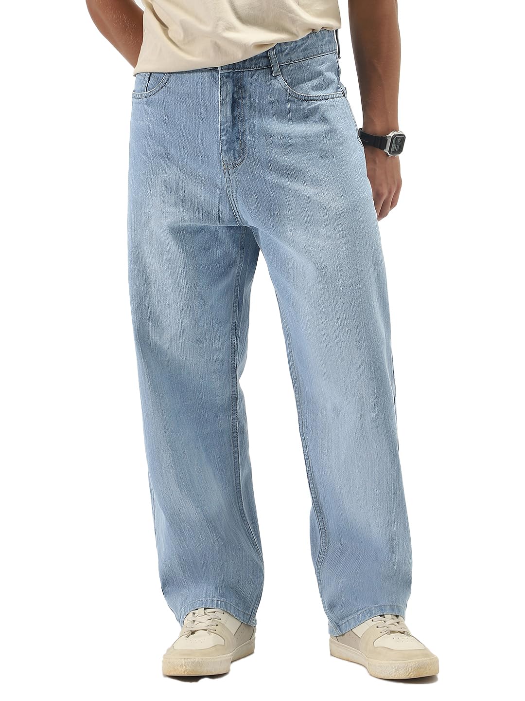 urbano fashion Men's Loose Baggy Fit Washed Denim Jeans Non-Stretchable-picture-26