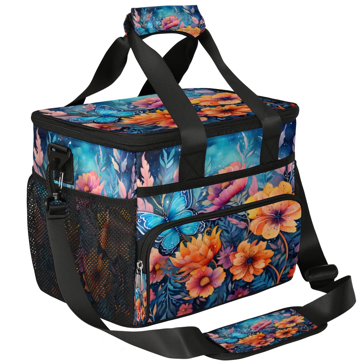 Butterfly Insulated Picnic Backpack Lunch Box for Women Men Picnic Basket Tote Lunch Bag Picnic Bag Portable Lunch Bags for Picnic, Beach, Work, Trip,Office, Camp Floral Butterfly