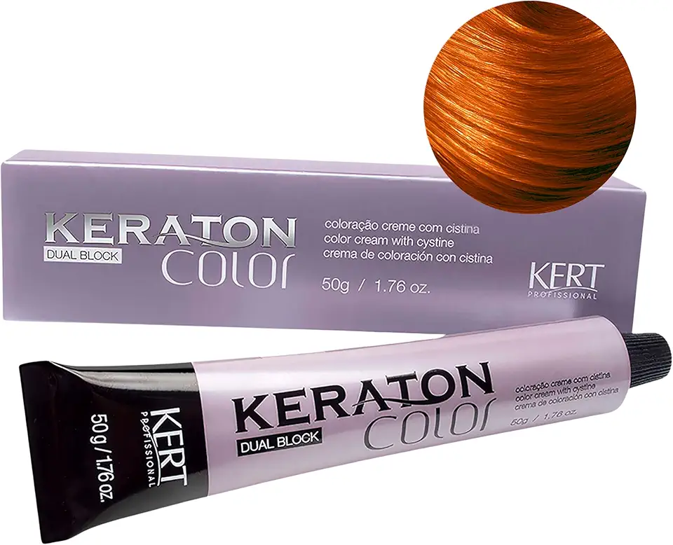 ZKMAGIC Coloração Em Creme Permanente Para Cabelos Com Aminoácido E Cistína Color Dual Block 50 G Keraton Nº 8.34 Louro Claro Dourado Acobreado