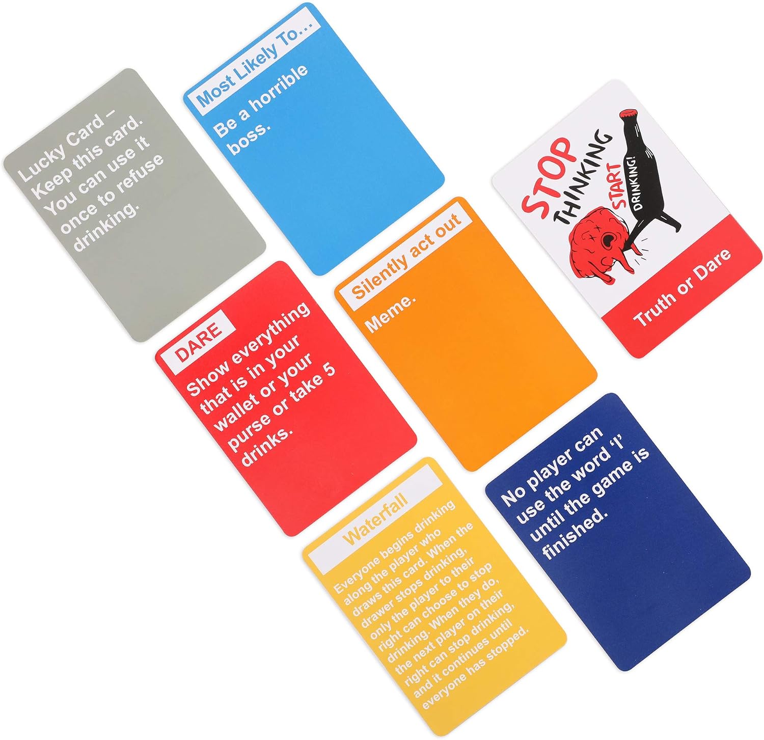 Stop Thinking Start Drinking! Card Game for Adults - 150 Cards to Help Your Party get (at Least) Tipsy, or (Probably) Drunk - Truth or Dare, Most Likely to, Skills Challenge, and More!