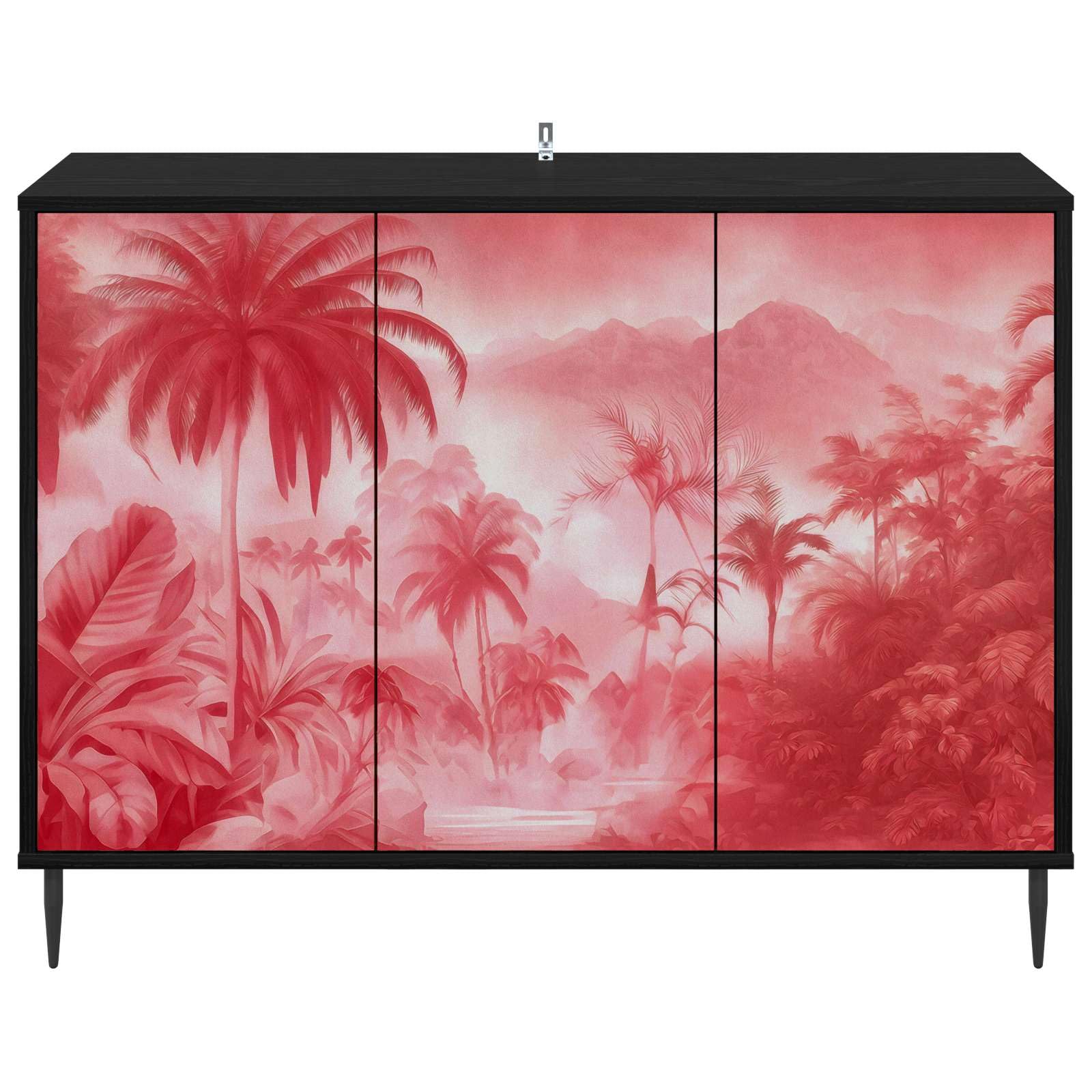 Credenza Aachen, rovere nero, 102 x 33 x 76 cm