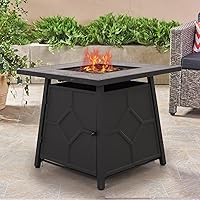 Vista 11 de Sophia & William Mesa para fogata de gas de 28 pulgadas, 50,000 BTU cuadrada para exteriores, fogatas de propano 2 en 1, chimenea de patio