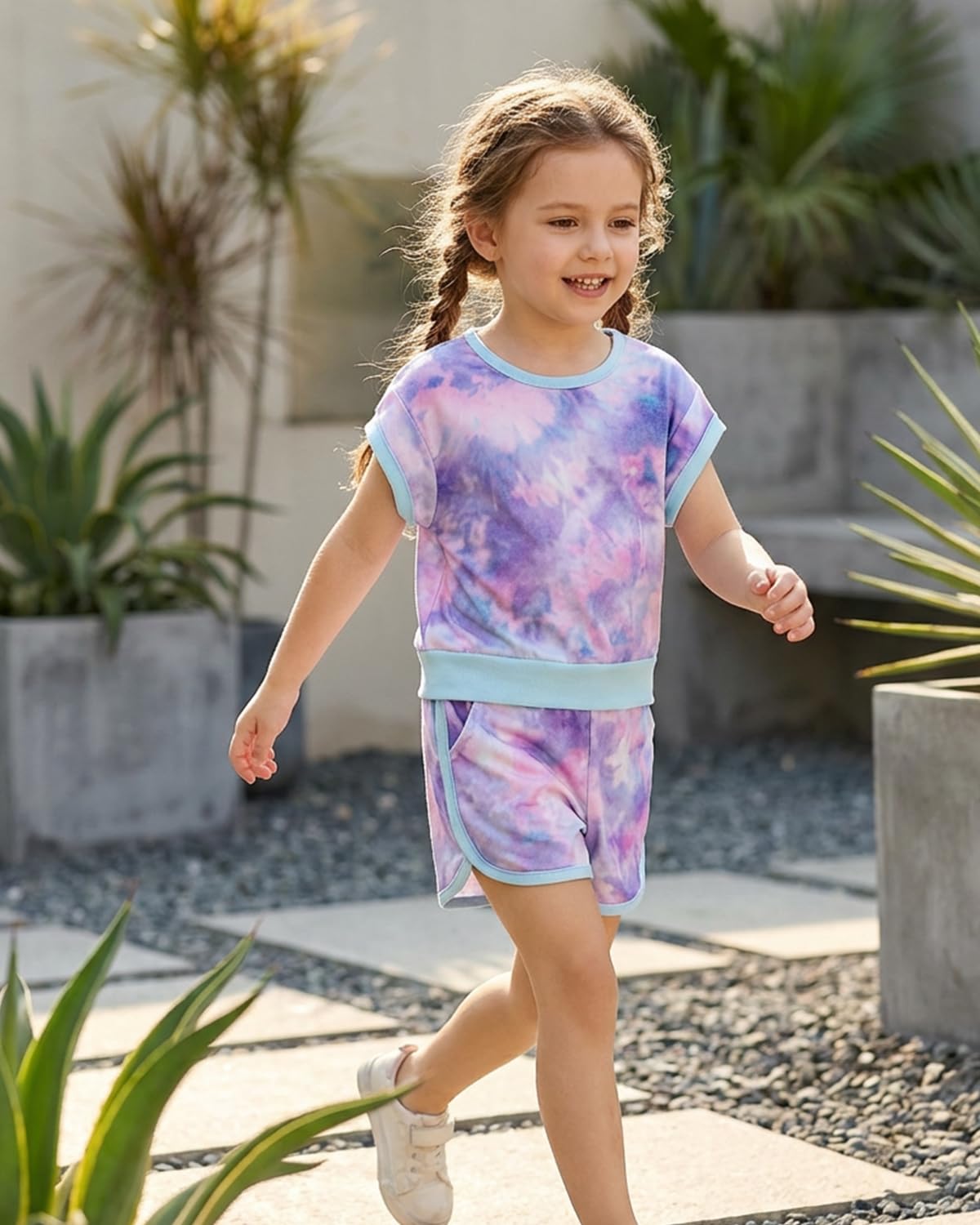 FishingDino Mädchen Kleidung Sommer Set Gr 92-116, Ärmelloses Color-Block Jogginganzug Sport Outfit, 2-teilige Kinderkleidung Mädchen für aktives Spielen