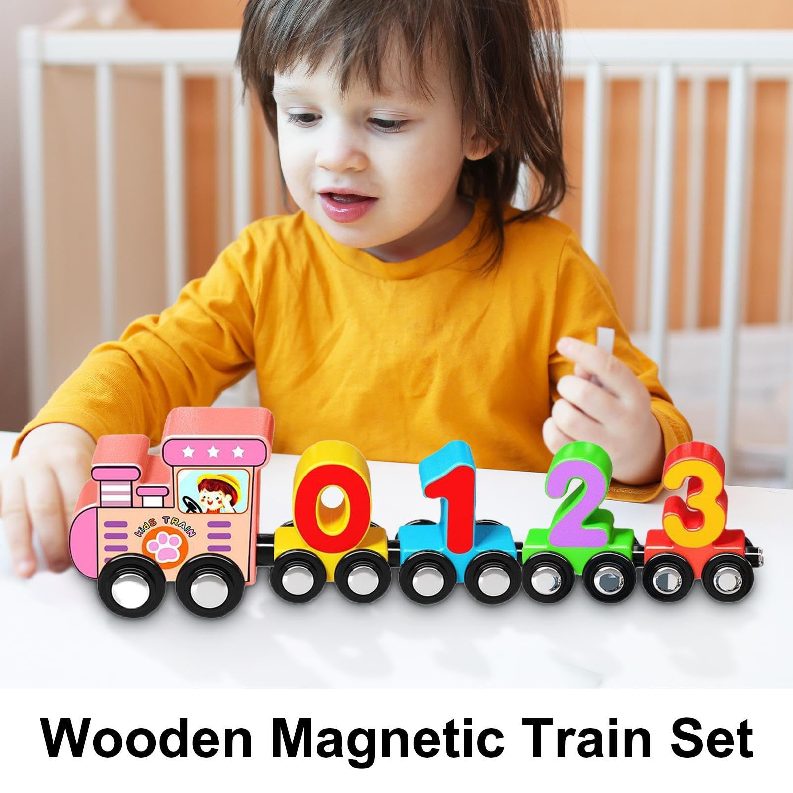 Numéro de Train, Ensemble de Train en Bois pour Tout-Petit Sensory Math