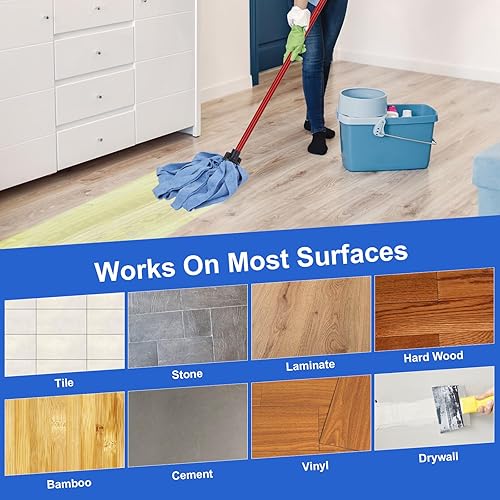 Miniatura 5 de BeiLan Reemplazos de cabezales de tela de fregona de microfibra un mango de fregona con tres cabezales de tela de microfibra azules compatibles con