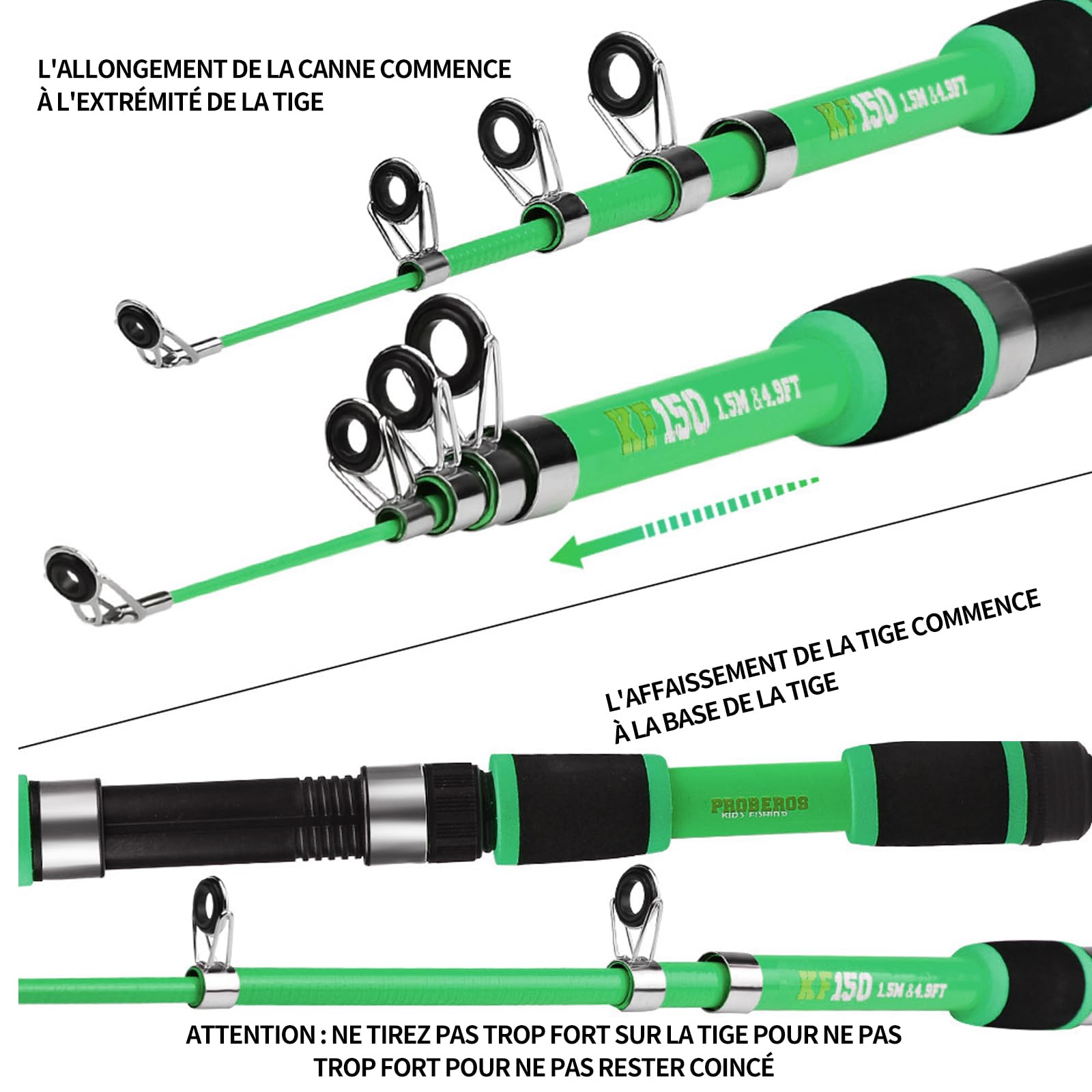 Ensemble Canne à pêche et Moulinet, Canne à pêche télescopique en Fibre de Carbone 12+1BB Moulinet avec Sac de Transport pour Eau salée et Eau Douce