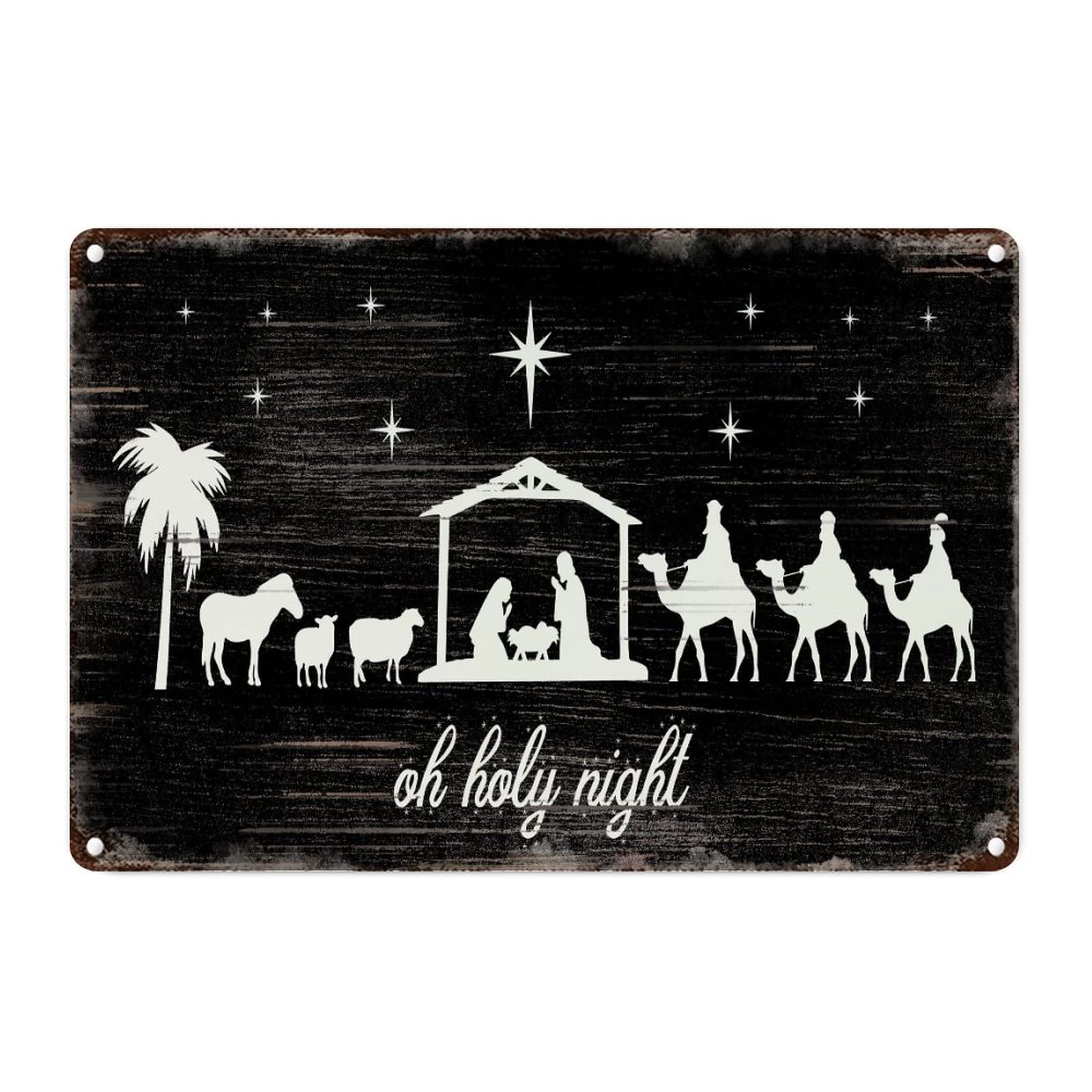 Plaque en métal vintage de la crèche de Noël pour embellir votre porche