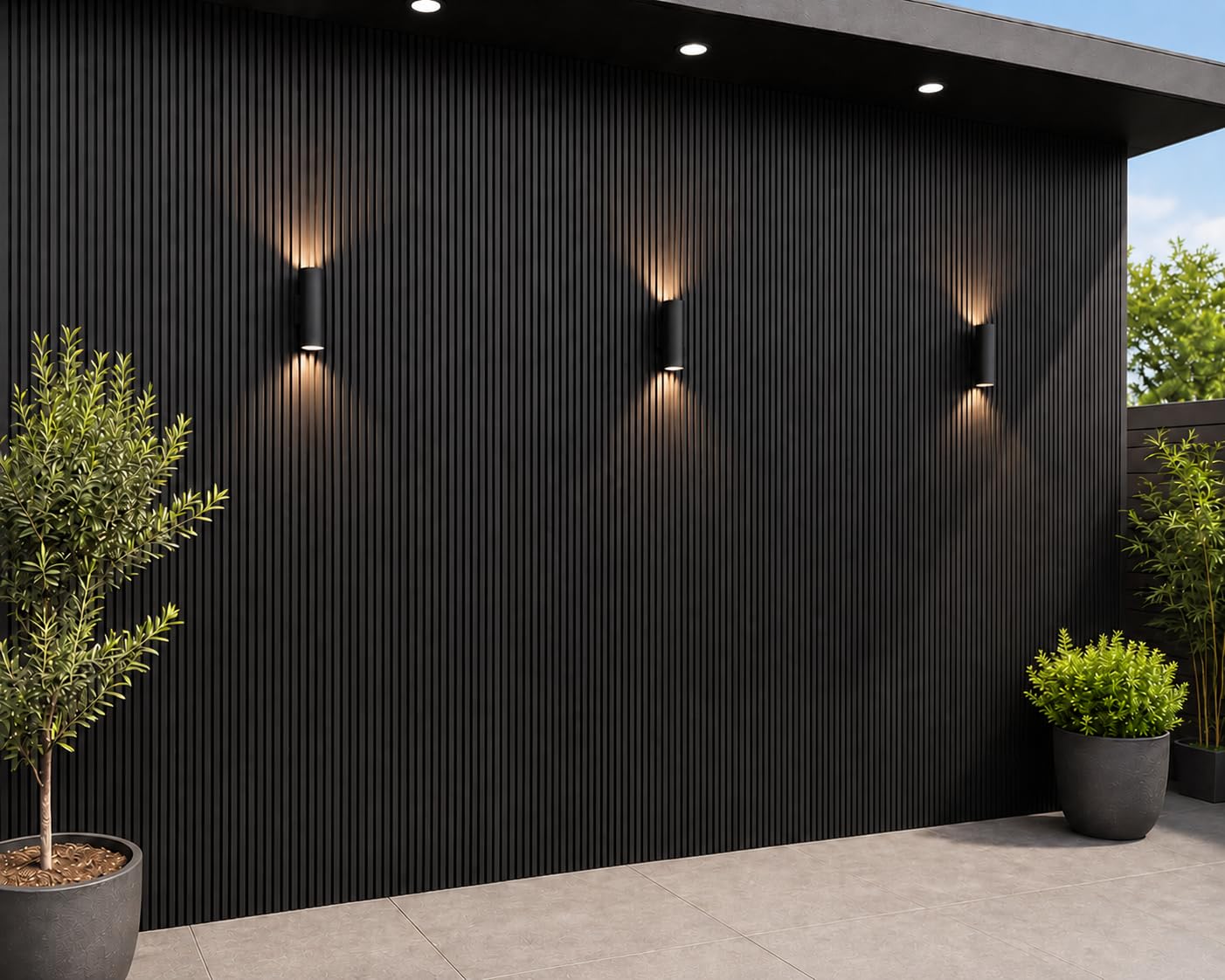 Outdoor Composite Wall Panels 240cm – Pack of 12 Slatted Cladding Panels – Weatherproof, UV Resistant WPC Wall Cladding for Garden, Fence, Exterior Feature Walls – Covers 4.61m² (Black)