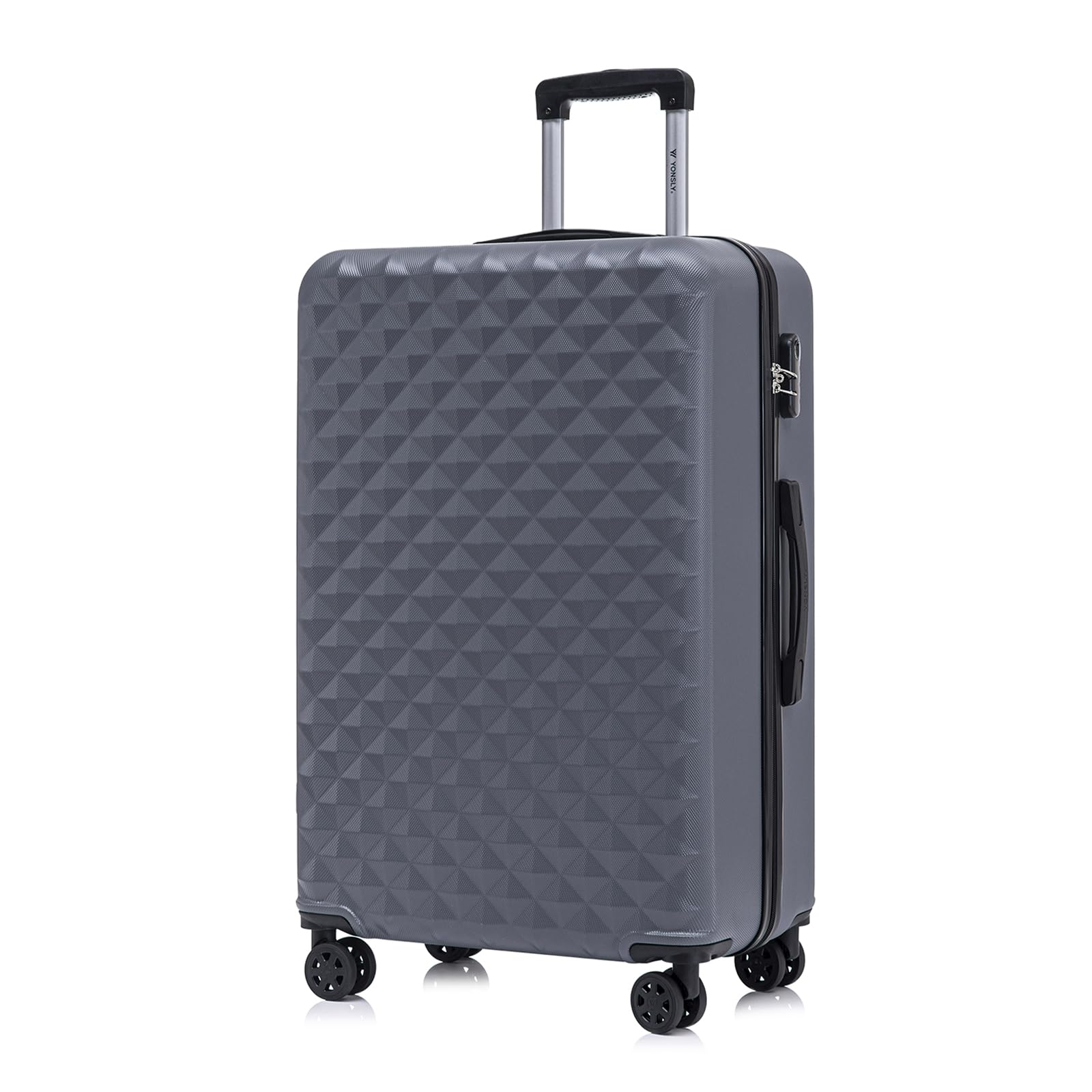 YONSLY Trolley Koffer Set, Reisekoffer, Rollkoffer Handgepäck, Kabinkoffer Suitcase, Gepäckset mit 360° Rollen, Hartschalenreisekoffer, Zahlenschloss, Gummigriff