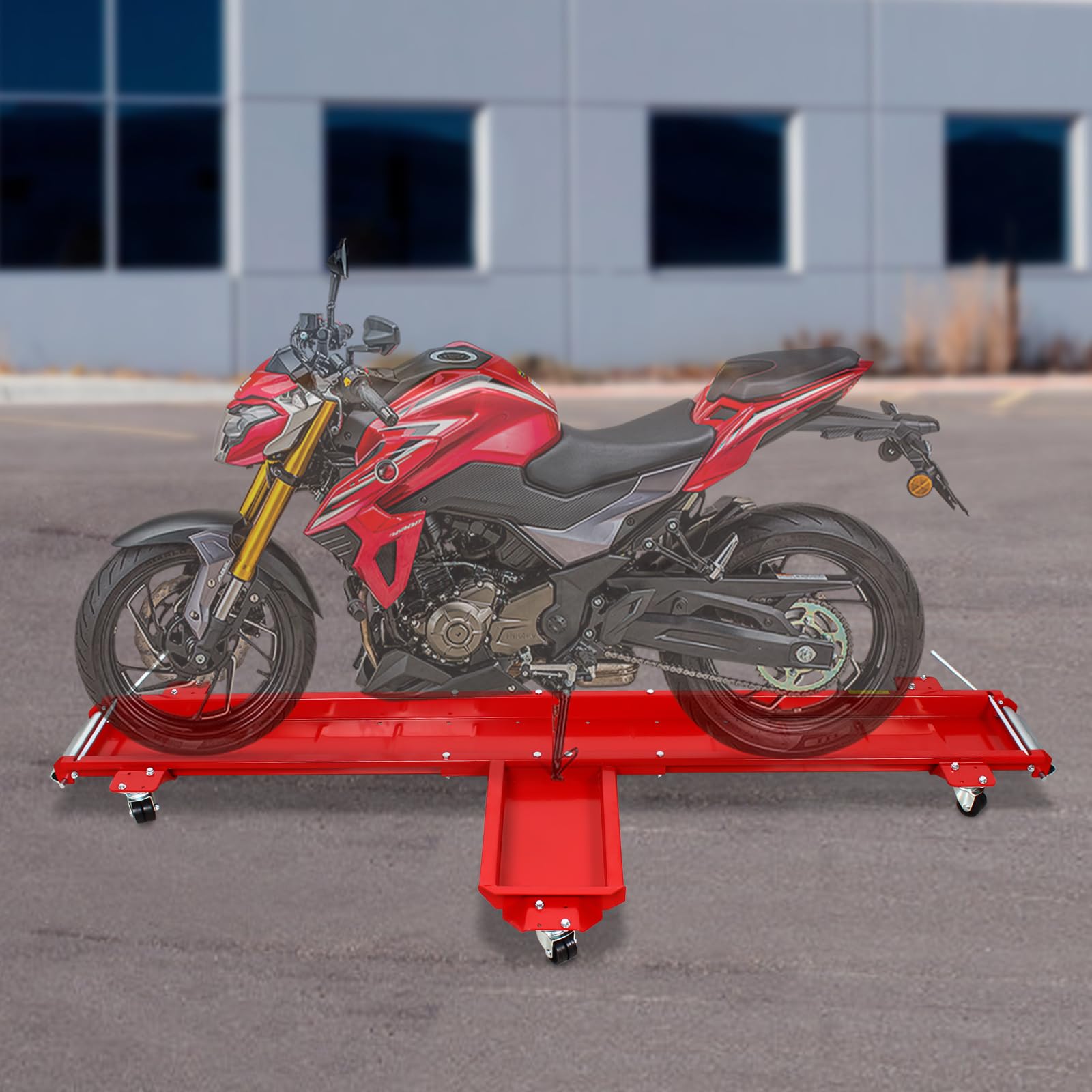 Motorcycle Dolly, 1250lbs Large Load Platform Motorbike Tool Garage Mover Parking Trolley Center Stand Moving Wheel Carrier Skate Side Scooter for Most Dirt Bikes and Motorcycles