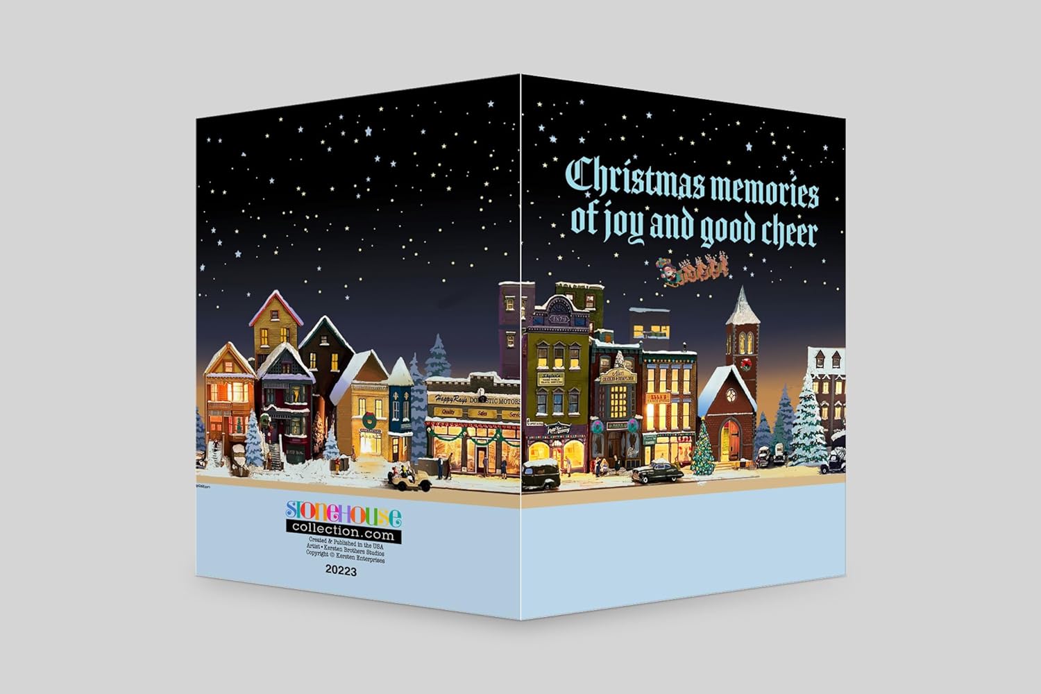 Stonehouse Collection | Custom Christmas Villiage Holiday Cards | Personalized Little Christmas Town Christmas Cards | Festive Town Holiday Greeting Cards | 24 cards and 25 envelopes (Personalized)