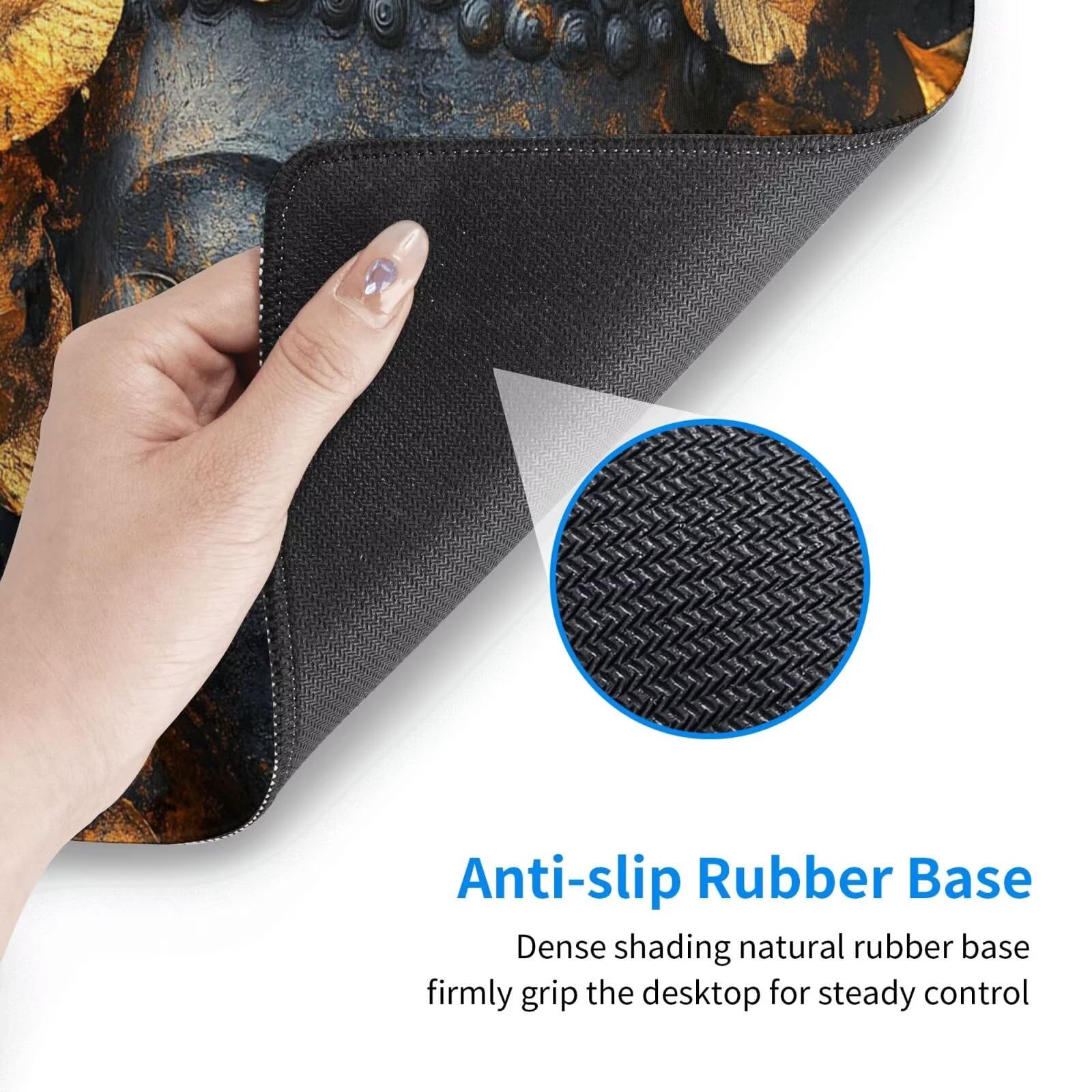 Alfombrilla Ratón Vintage Alfombrilla Ratón XXL 1600 x 800 mm, Buda Mouse Pad Gaming con Bordes Cosidos, Impermeable Mousepad XXL Base de Goma Antideslizante, Mouse Pad para Oficina Accesorios Q262