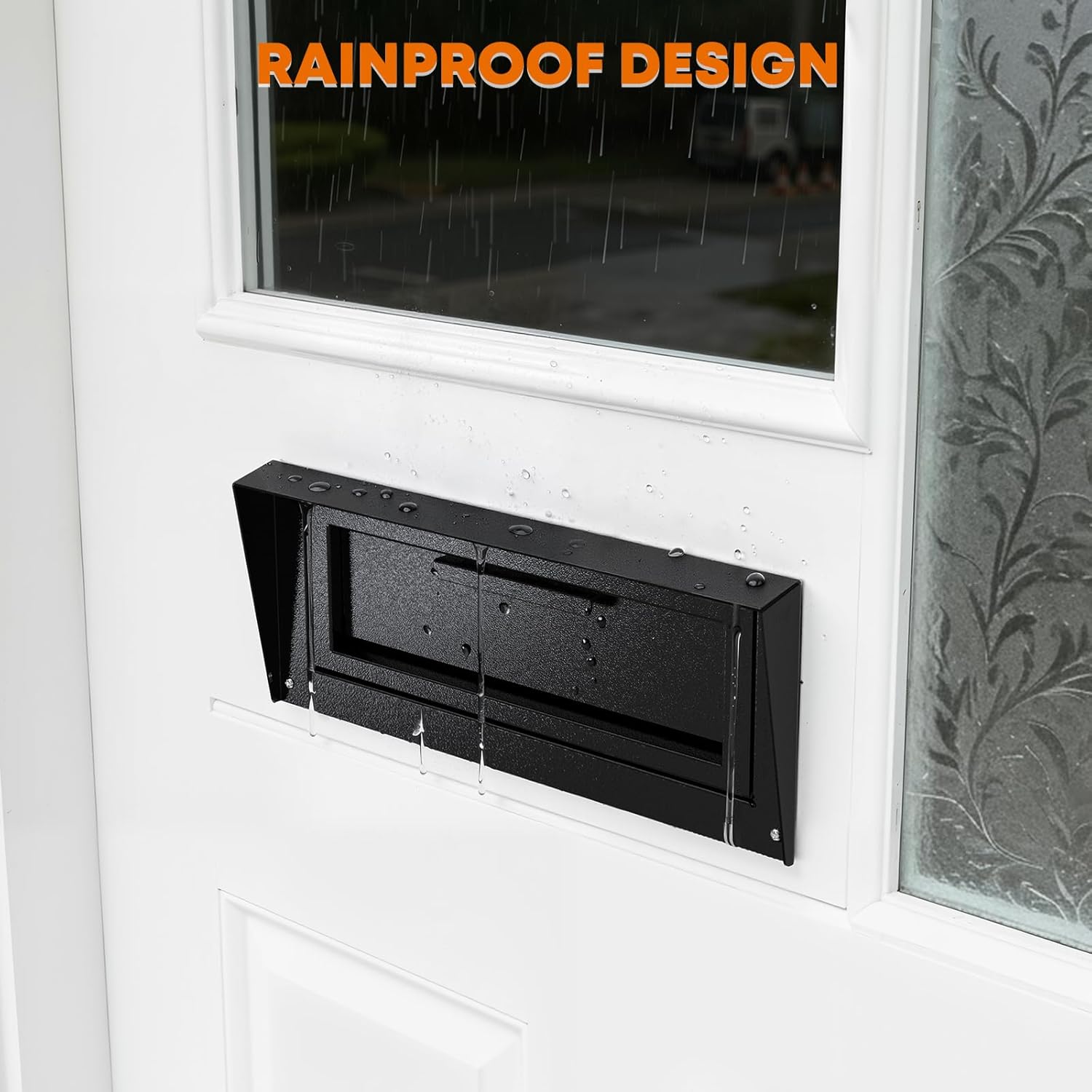 Through The Door Locking Mail Drop Box with Rain Cover Mail Slot, Heavy Duty Door Mount Mailboxfor Key Rents Cash Checks Letters, Safe Deposit Drop Box for House Office Commercial, Black