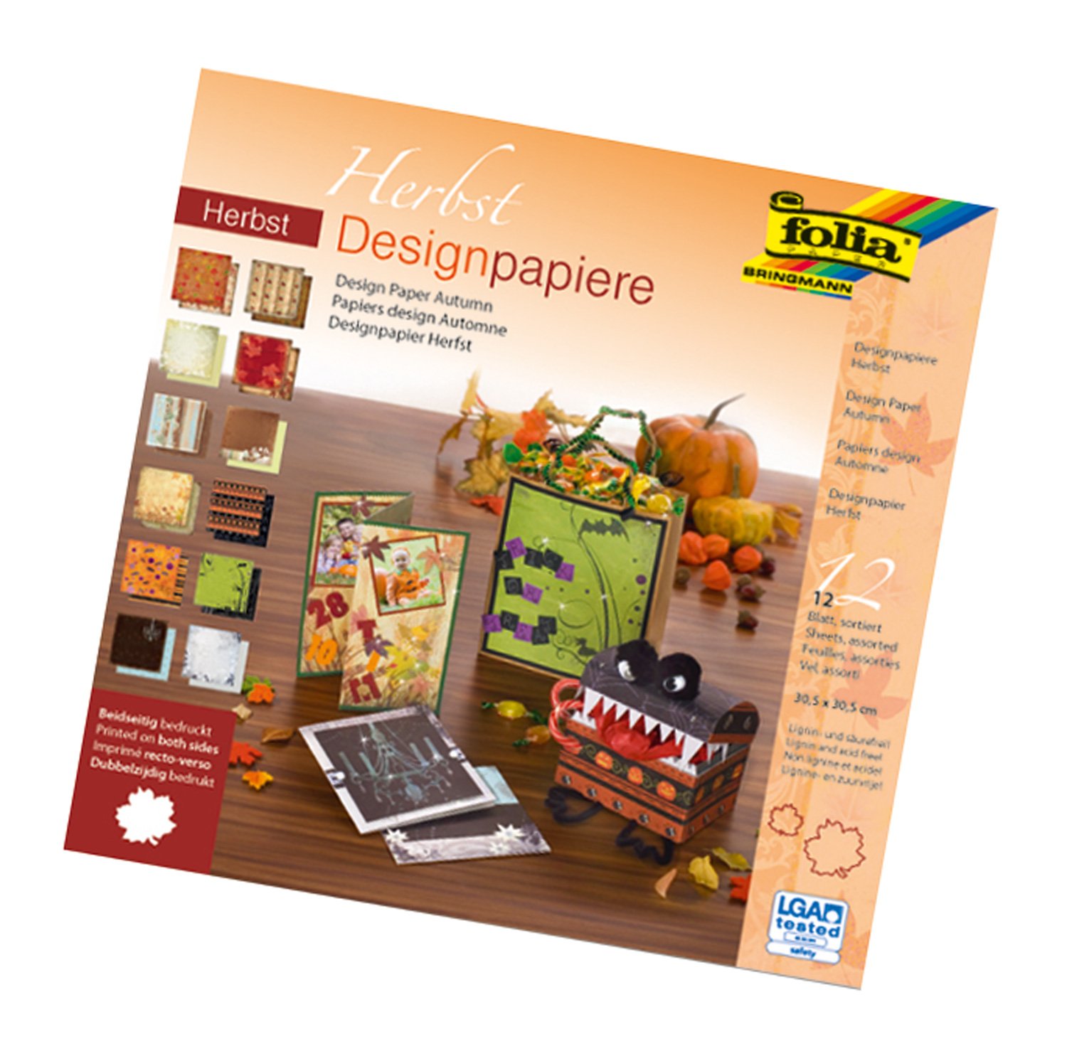 Folia 10449 Block Autumn 30.5 x 30.5 cm Design Paper 12 Sheets, Assorted