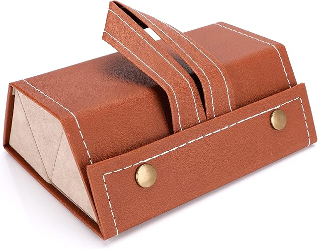 Brynnl Glasses Storage Box, 3-Slot Eyewear Storage Box Glasses Display Storage Organizer Box PU Leather Sunglasses Eyeglasses Organizer Box (Brown)