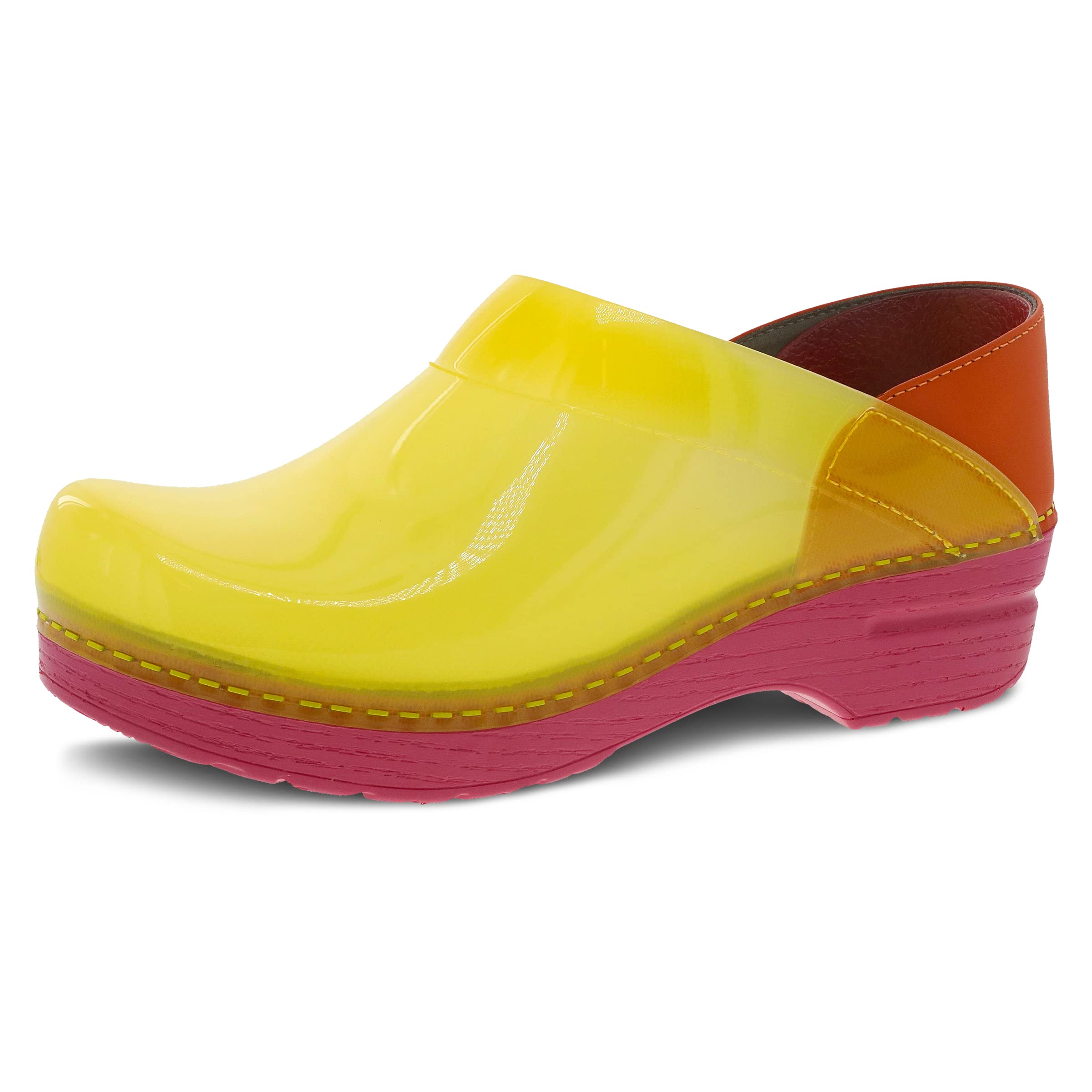 Dansko Professional Translucent Yellow 8.5-9 M US Slip-On Clogs for Women - Rocker Sole and Arch Support for Comfort - Jelly-Soft, Candy-Colored Shell