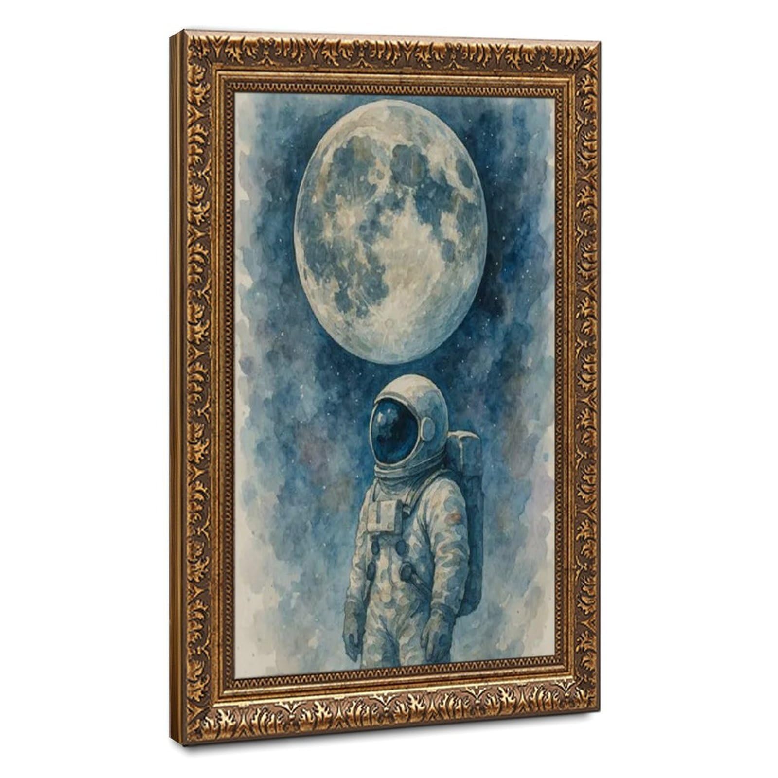 Bareronor Astronaut Watercolor Canvas Poster Bedroom Decor Landscape Office Room Decor Gift 8" L X 12" W