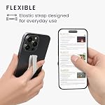 kwmobile Finger Holders for Smartphones - Set of 3 Self Adhesive Elasticated Finger Holder Straps for Phones - Black/Rose Gold/Berry