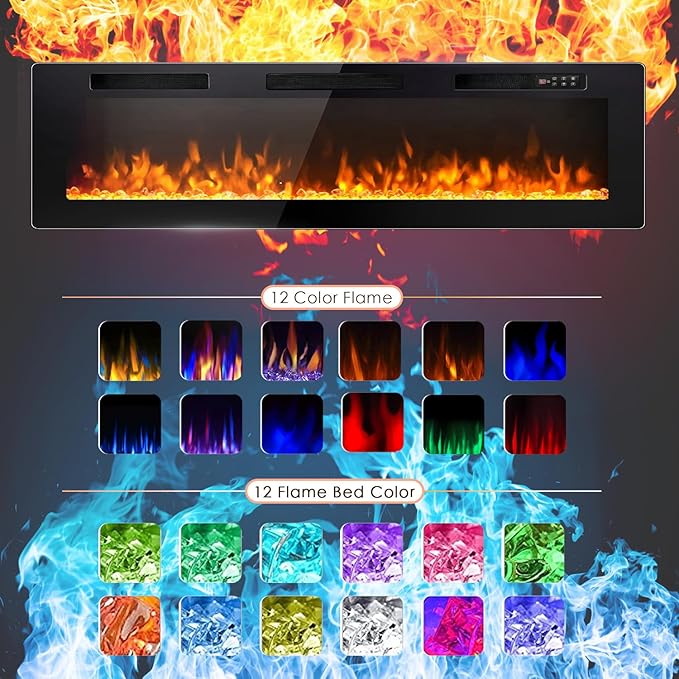 Chimenea Eléctrica LEMBERI 72 pulgadas Empotrable y de Pared, 750/1500W miniatura 6