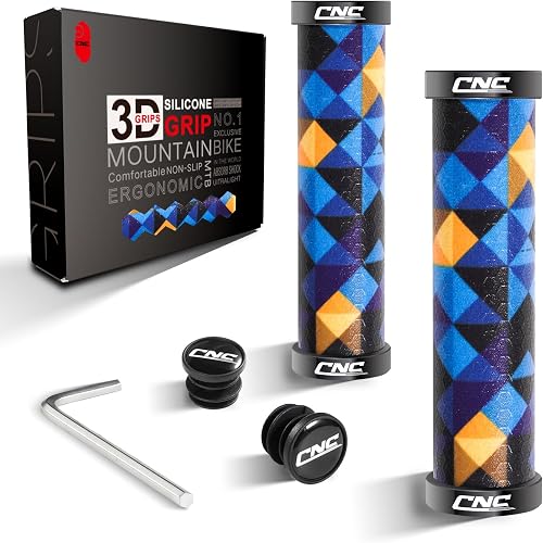 CNC Bike Handlebar Grips,MTB Silicone Grips Design, Gel Grips for Mountain Bike/BMX/Bicycle. …