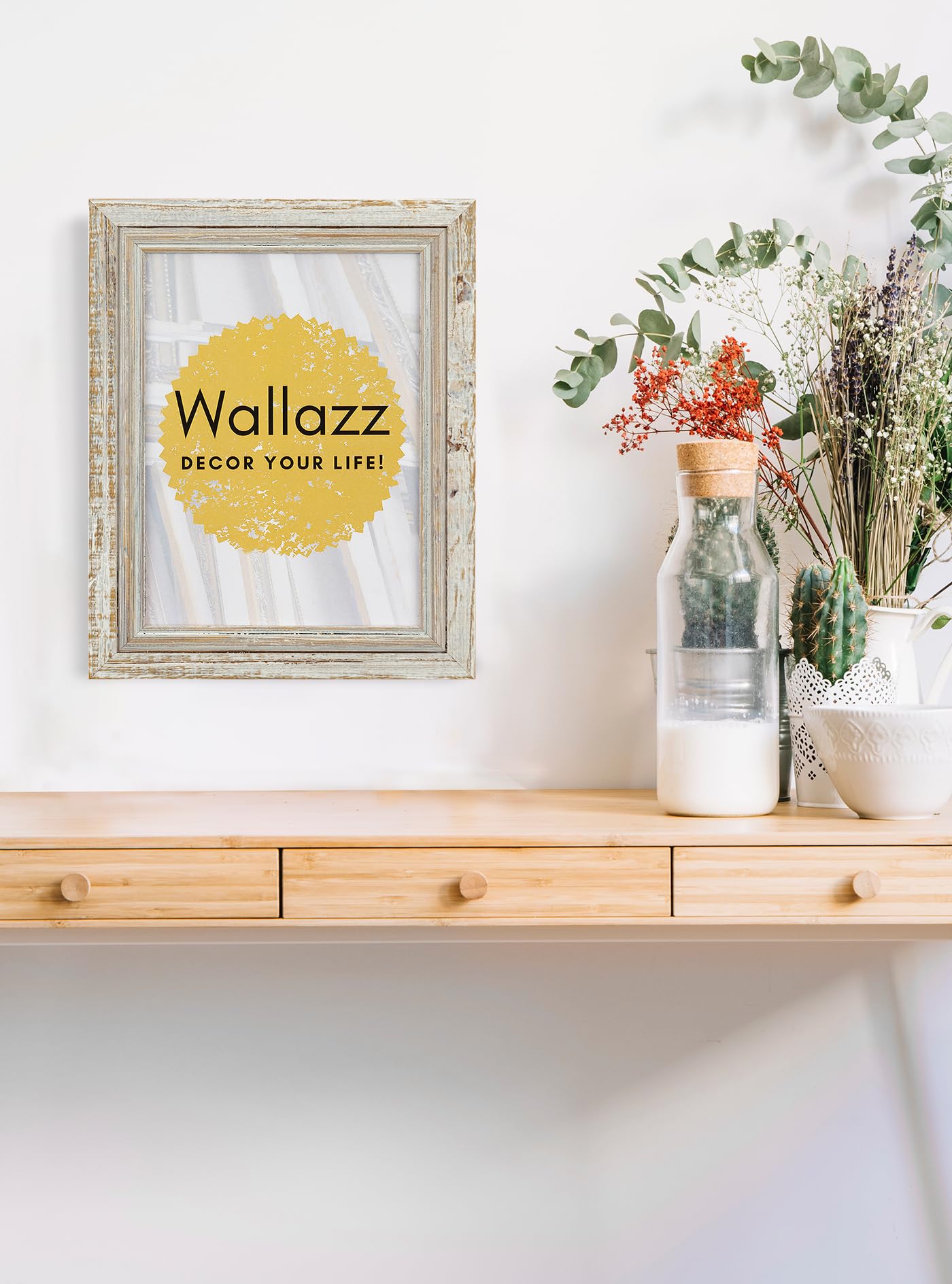 Wallazz Cornice Portafoto in Legno Pregiato - Made in Italy - Vetro Sintetico Infrangibile Crilex - Disponibile in Diverse Varianti - Design Italiano e Qualità Artigianale,24x30cm Sbiancato
