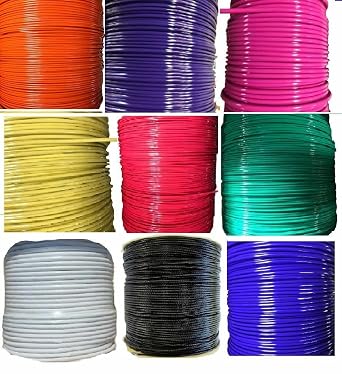 Color Vinyl Coated Wire Rope Cable,1/16" - 3/32" 7x7 Cable White, Black, Blue, Yellow, RED, Green, Orange, Purple, Pink, Brown, Clear 100 ft Coil, Blue, 1