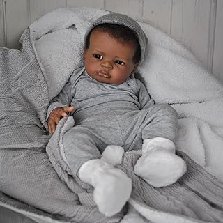 WOOROY Realistic Reborn Baby Dolls Black Boy, 20 Inch African American Newborn Boy Doll, Lifelike Weighted Soft Body, Christmas Birthday Gift for Kids Age 3 +