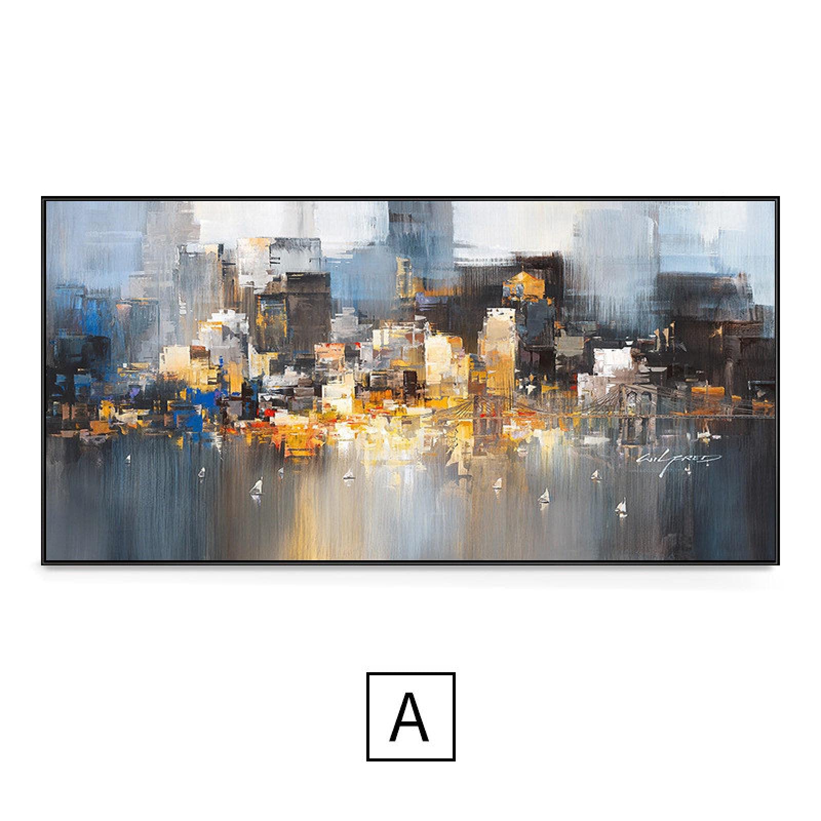 Abstrakcyjny nowoczesny kolorowy budynek miejski sztuka ścienna obrazy na płótnie plakaty obraz wydruk do biura salonu wystrój domu 60 x 120 cm bez ramy