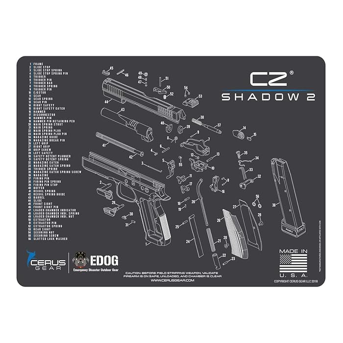 Buy EDOG Shadow 2 Gun Cleaning Mat Schematic (Exploded View) Diagram Compatible with CZ Shadow