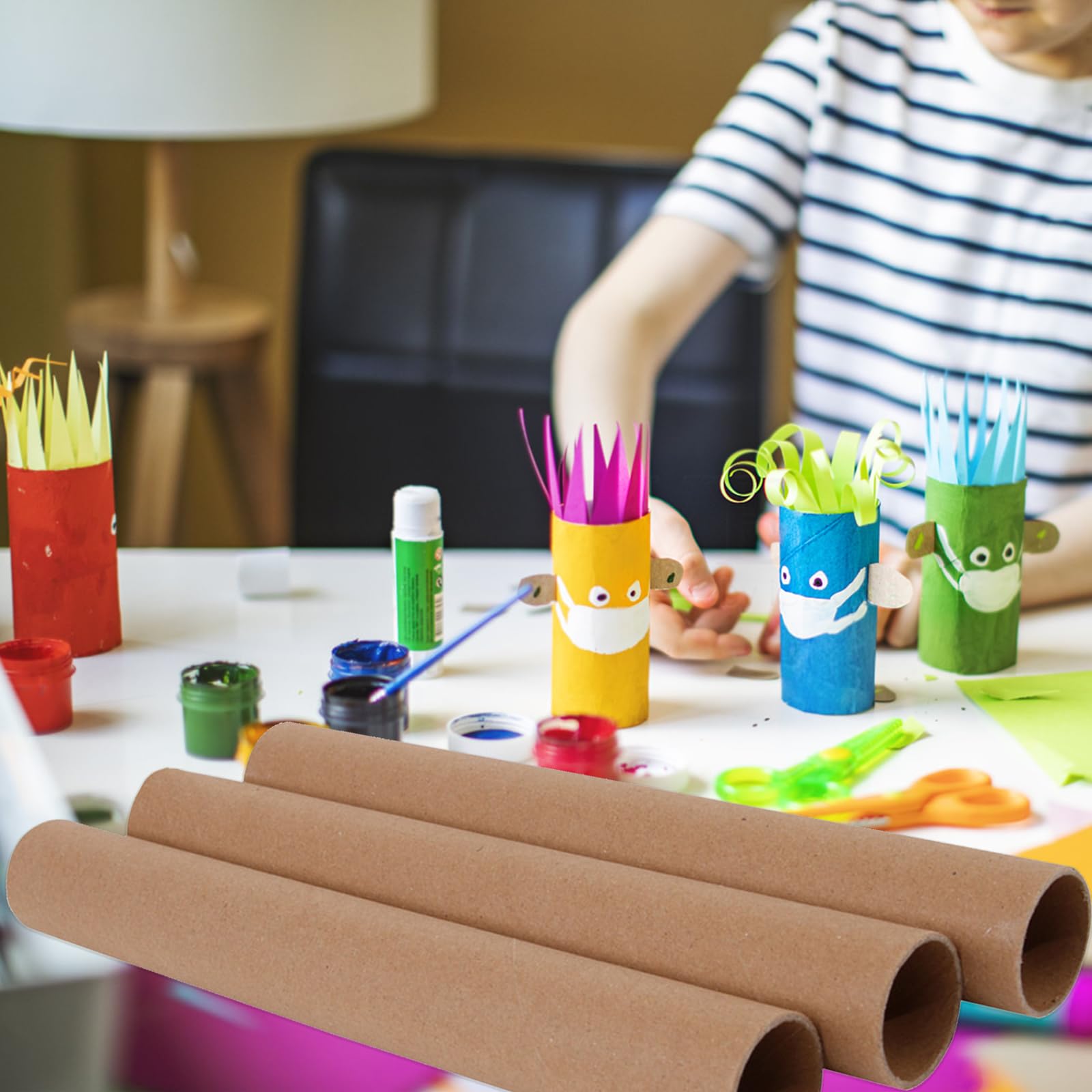 12 pezzi Tubi di cartone per rotolo di carta marrone 40x3,5cm e 40x4,5cm Cardboard Tube Craft Rolls per Fai da Te e Lavoretti d’Arte