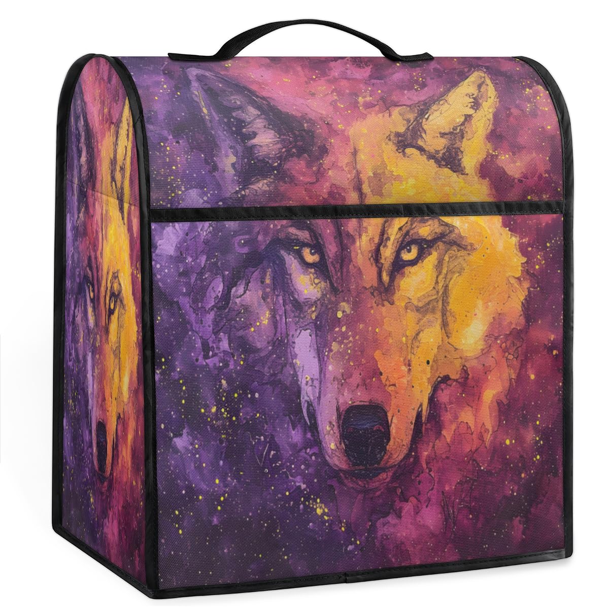 Coffee Maker Cover Abstract Wolf Kitchen Appliance Covers Small Appliance Covers Blender Cover Juicer Cover Dust Covers for Kitchen Appliances with Top Handle and Pockets,Washable,C593