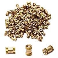 Vista 9 de MroMax Tuercas de inserción moleteadas M2.5, rosca hembra M2.0.197x0.157x0.150 in Tuercas de incrustación de cobre métricas a través de roscado